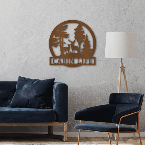 Personalized Forest Deer Metal Wall Art